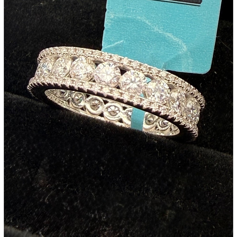 Sterling Silver Moissanite Eternity Band Ring 2.58ctw VVS D Color Size 8 J52442